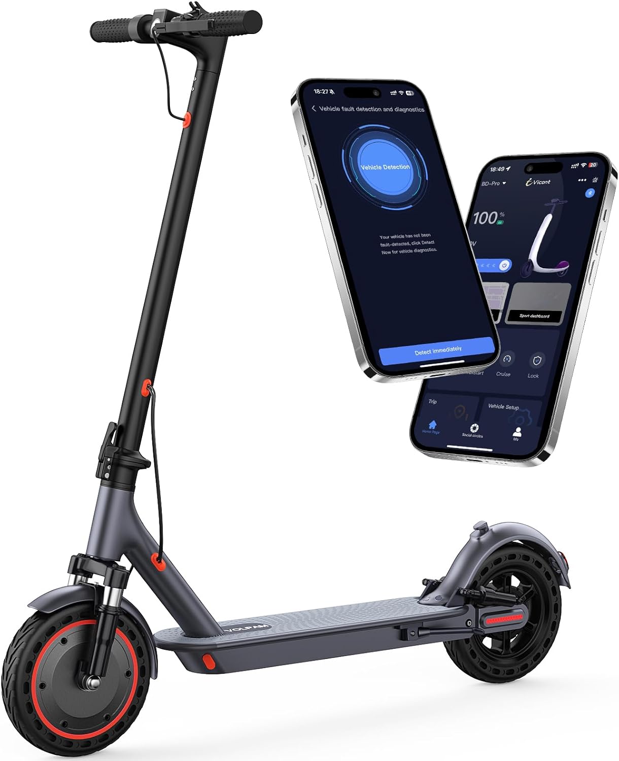 Electric Scooter with Dual Suspensions, 19/22MPH, 500W/800WMotor