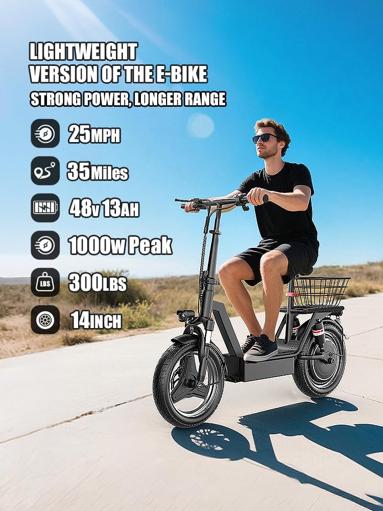 Electric Scooter for Adults, 1000W Peak Motor, 35 Miles of Range Scooter with Seat, 25 MPH