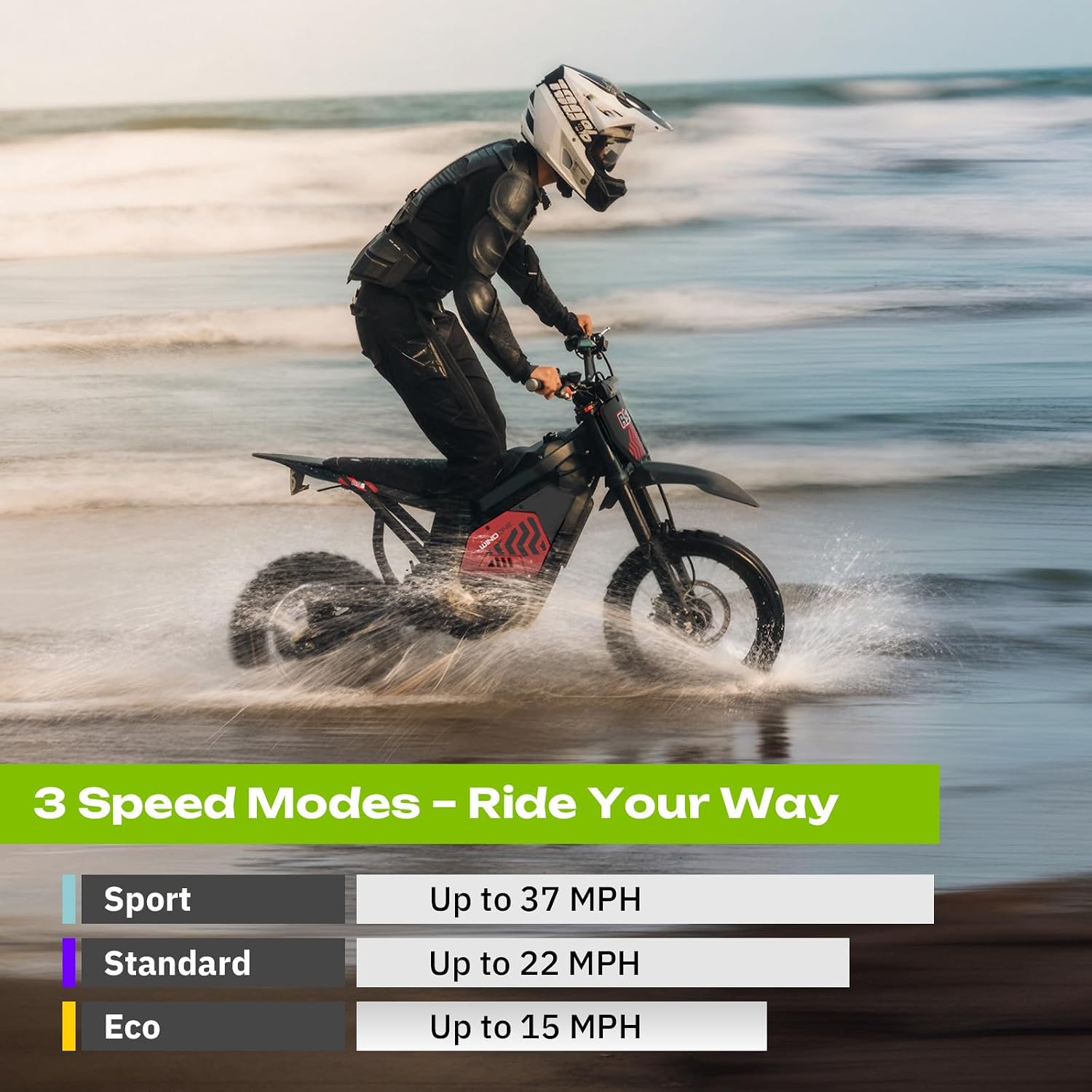 Electric Dirt Bike for Teens & Adults (13+), Up to 37 MPH, 45 Miles Range