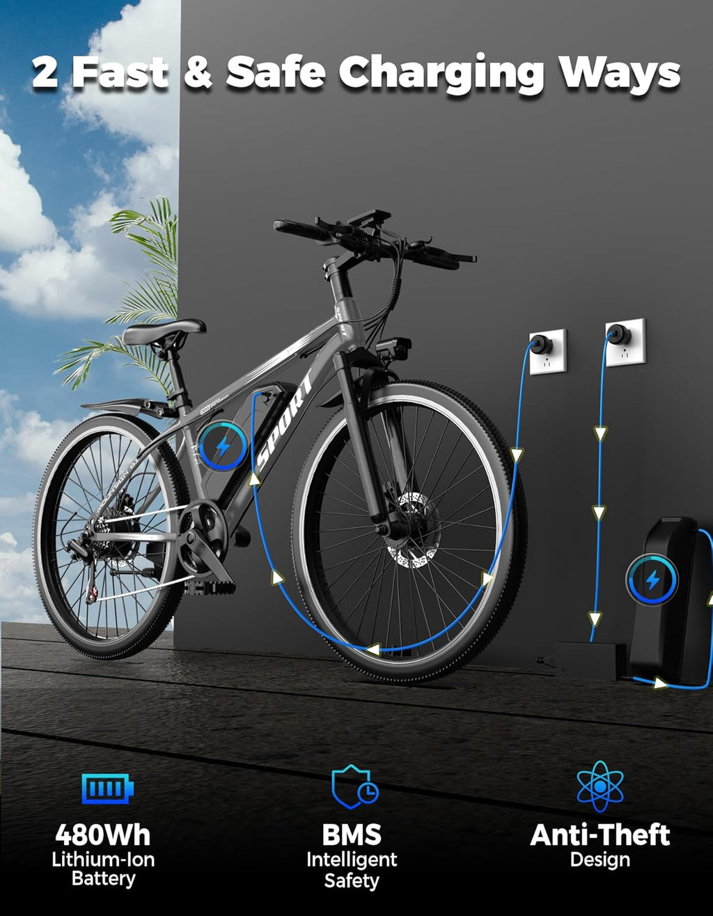 Electric Bike for Adults, 1500W Peak Mountain Ebike with 25 MPH, 65 Miles Range, 7-Speed, 48V 10.4Ah