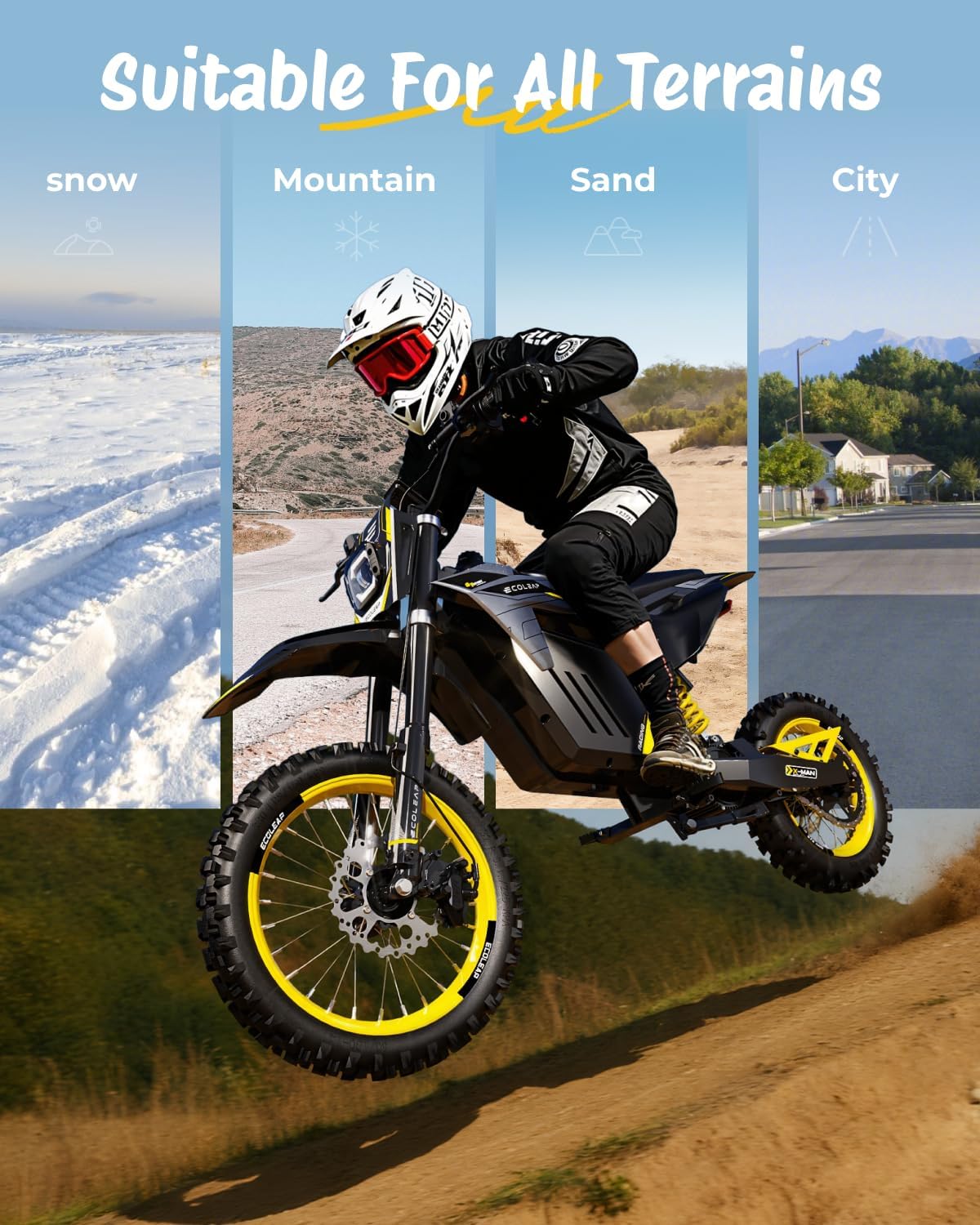 3500W Peak Electric Dirt Bike for Teens & Adults, 37MPH Electric Off-Road E-Bike with 48V 21Ah