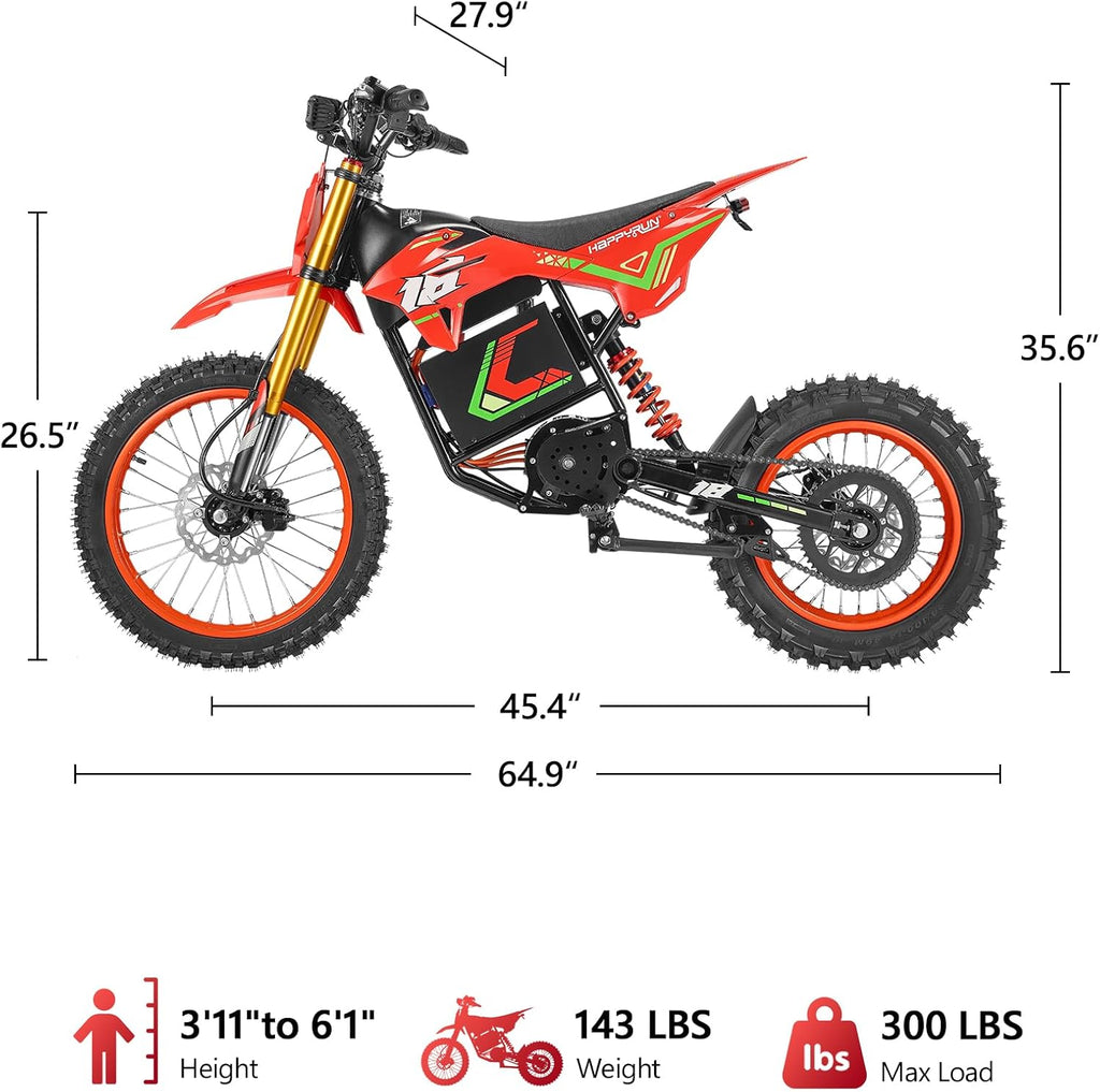 Off-Road E-Moto - Electric Dirt Bike for Adults - 6000W Peak Mid-Drive Motor
