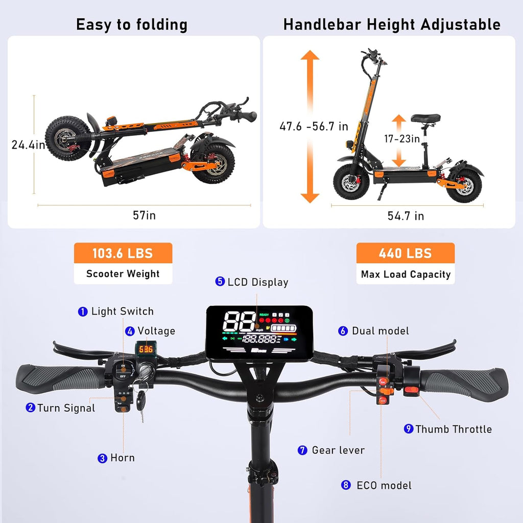 Electric Scooter for Adults 7000W Power Dual Motors Top Speed 55MPH 60V 33Ah