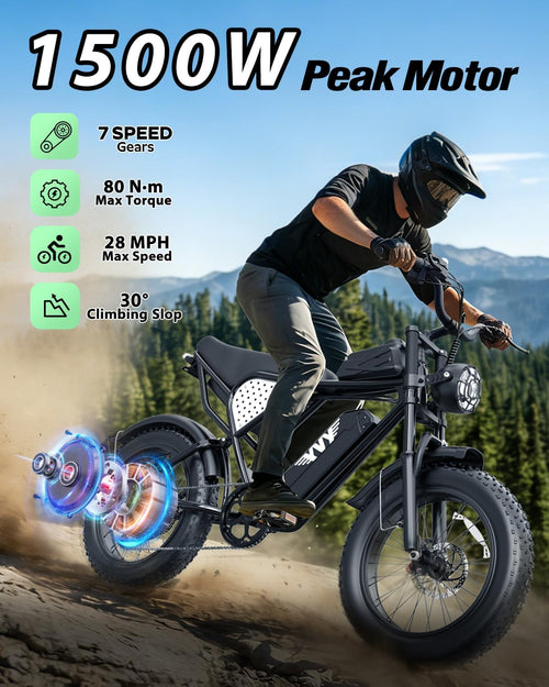 Adult Electric Bike 1500W-3000W Peak Motor,