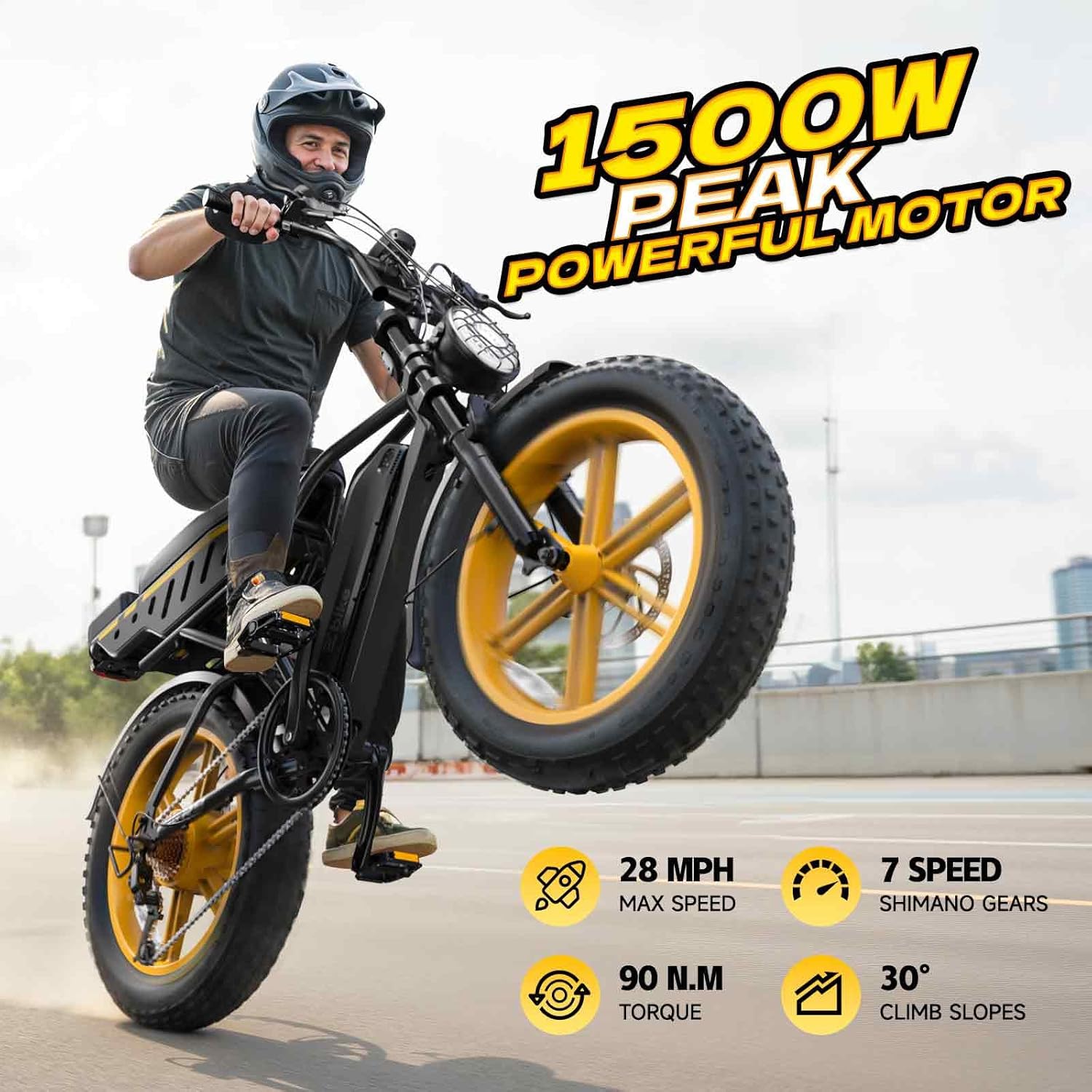 Electric Bike for Adults, 1500W Peak Motor 60 Miles Fat Tire Ebike