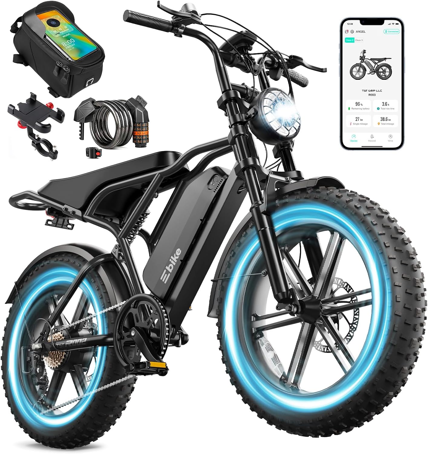 Electric Bike for Adults, 1500W Peak Motor 60 Miles Fat Tire Ebike