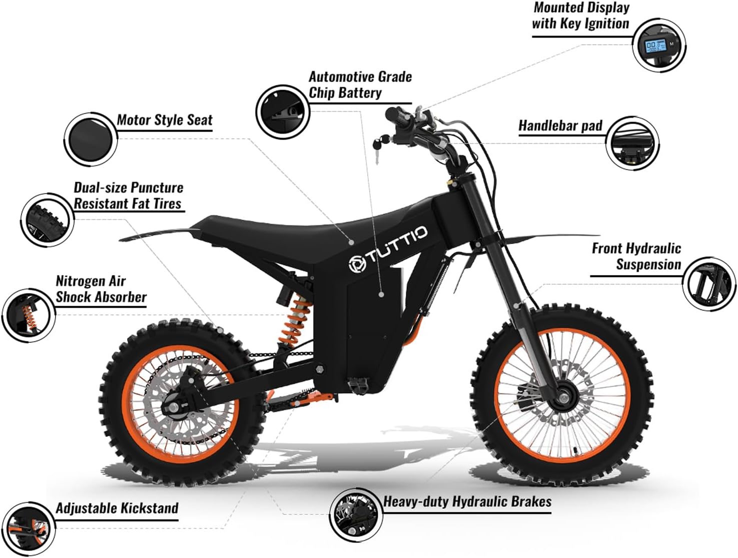 Electric Dirt Bike for Adults, 3000W Mid-Drive E-Motorcycle 48V