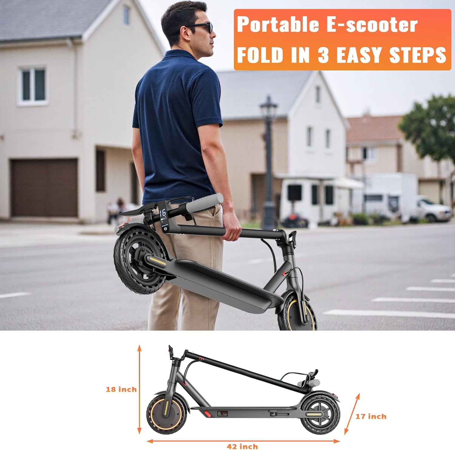 Electric Scooter for Adults, 350W/500W Motor, Up to 22 Miles Long