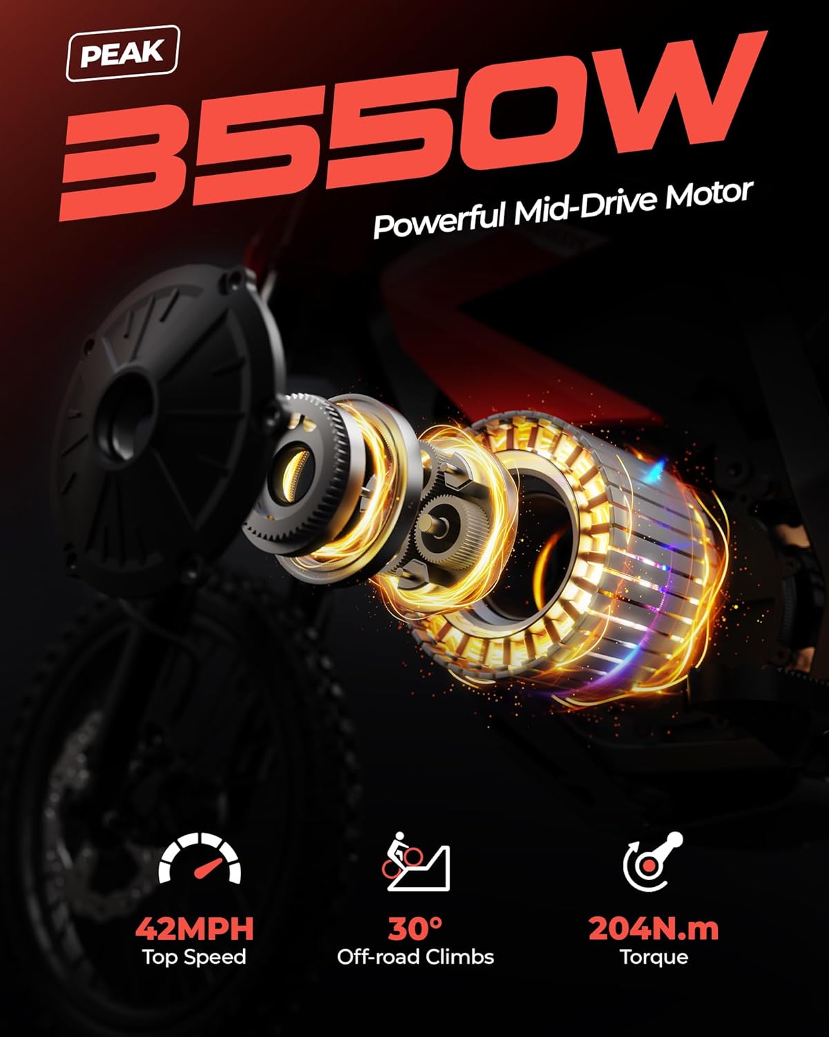 D2 Lite 3550W Peak Electric Dirt Bike, 48V/23.4AH