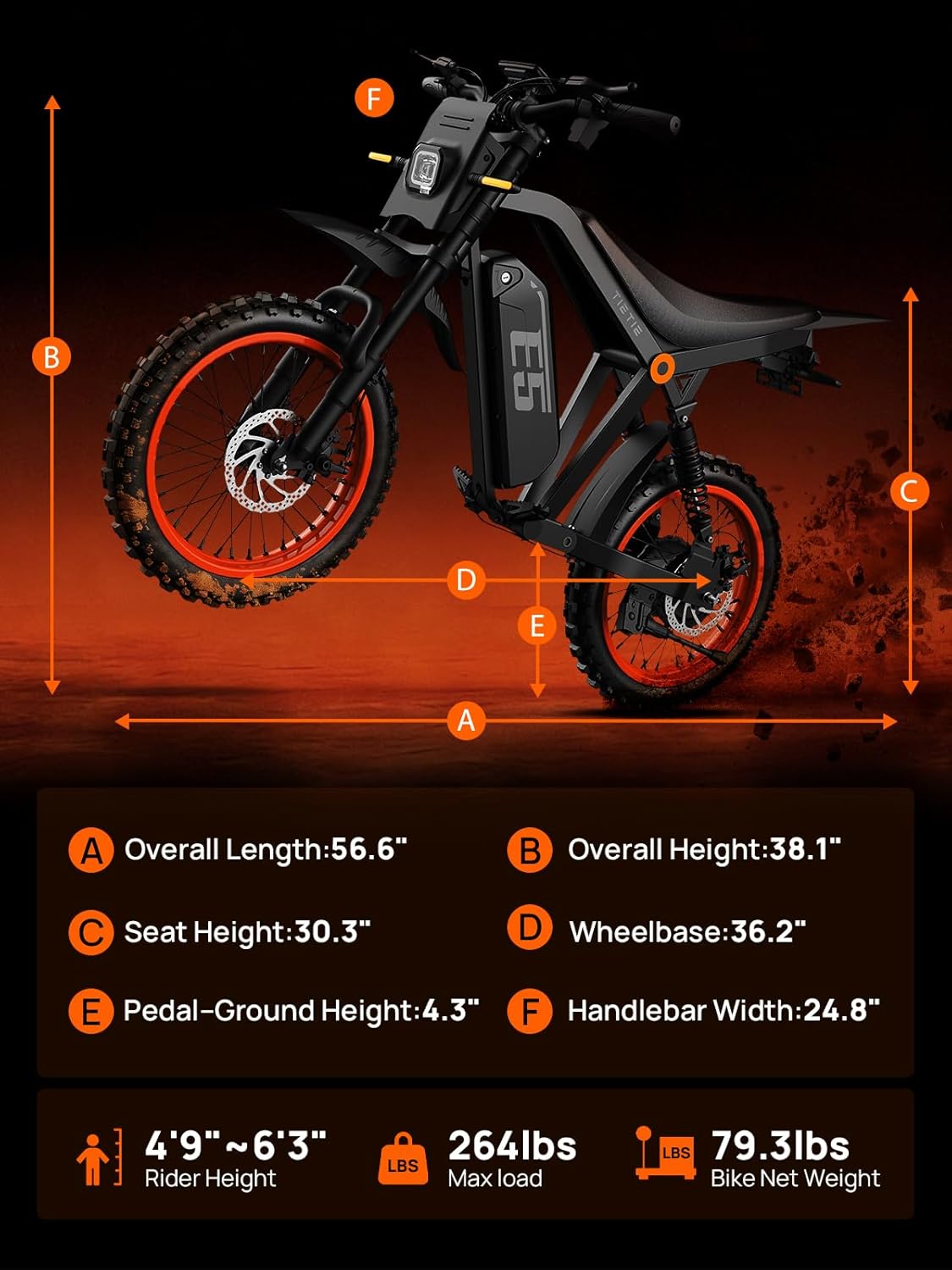 Electric Dirt Bike, 1500W Peak Electric Motorcycle