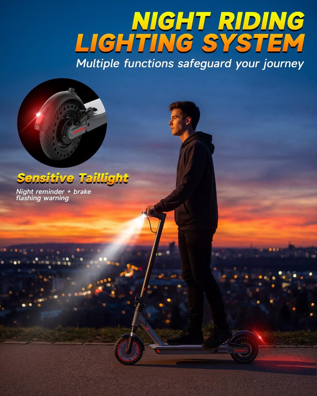 Electric Scooter with Dual Suspensions, 19/22MPH, 500W/800WMotor