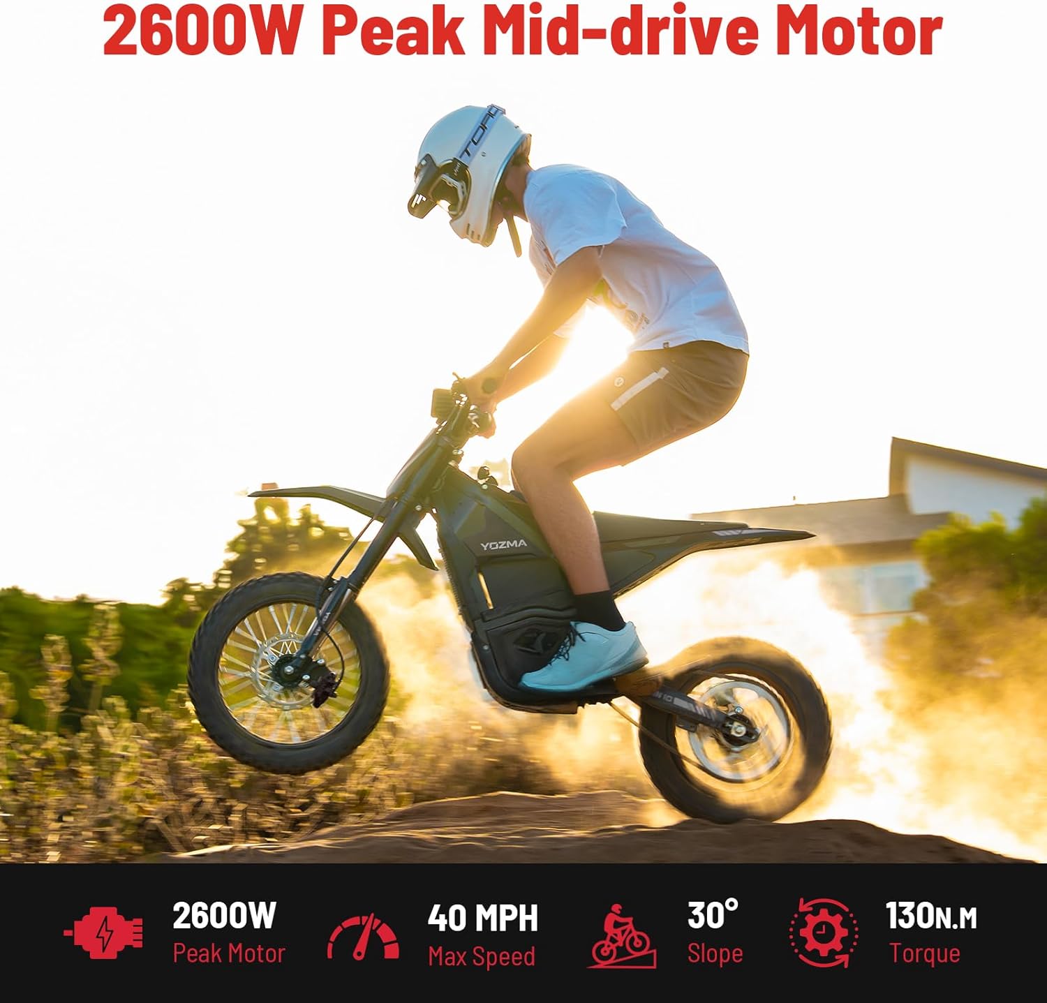 IN10 Electric Dirt Bike, 2600W 40MPH Electric-Motorcycle