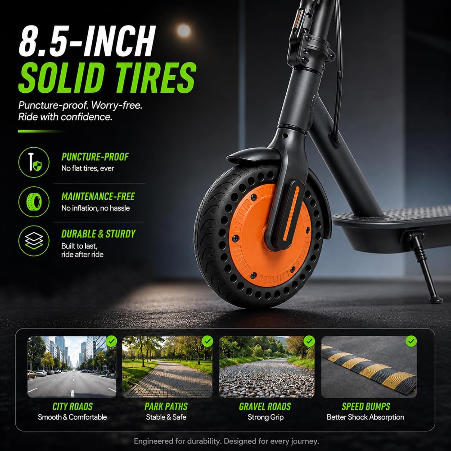Electric Scooter for Adults, 500W Peak Motor, 12 Miles Long Range, 16 MPH Fast Speed, 8.5