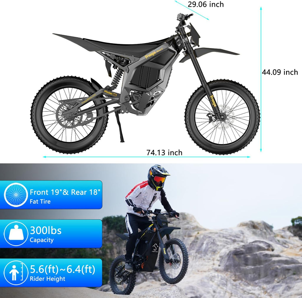 Electric Dirt Bike,Mid-Drive Motor,72V/40AH/8000W(Peak),53MPH