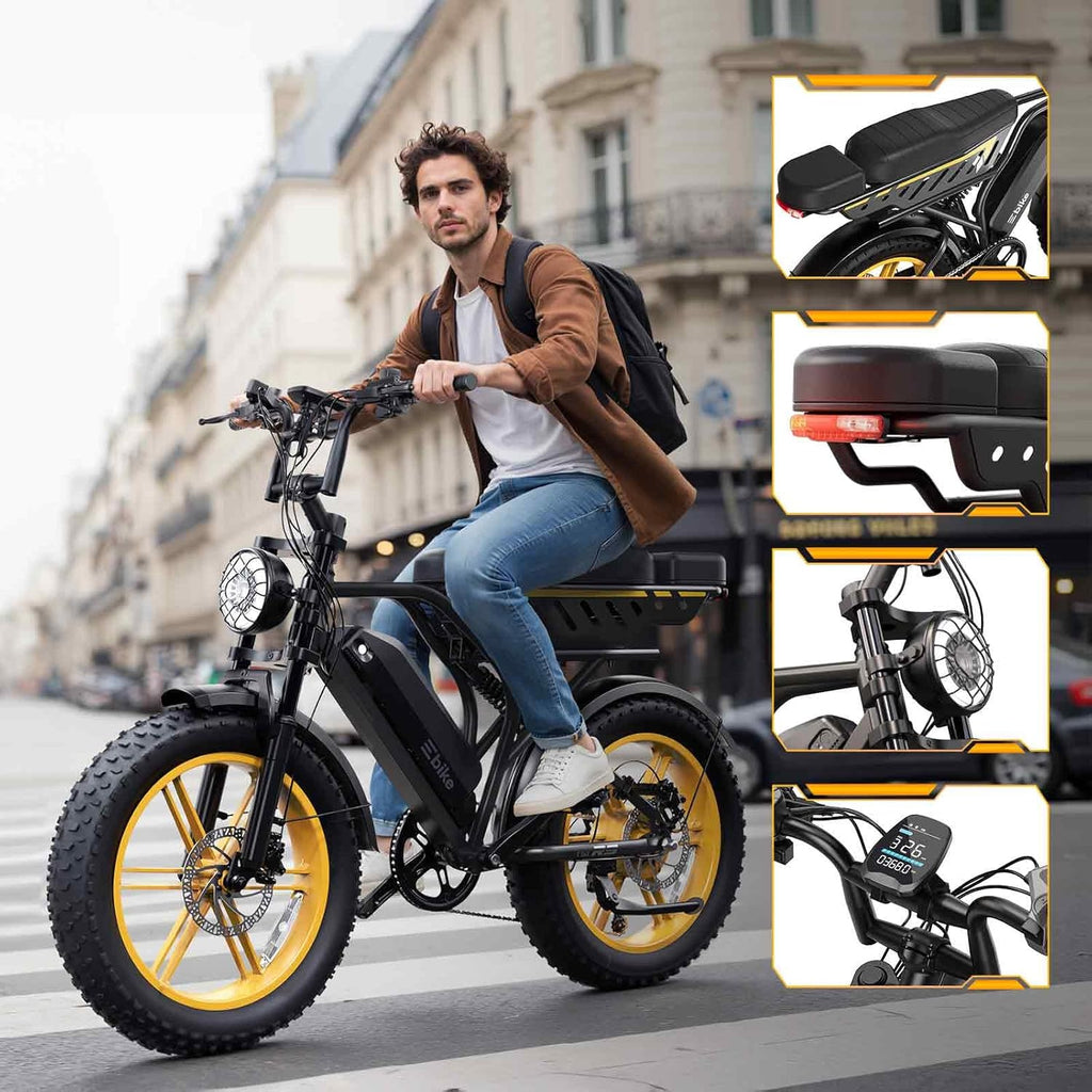 Electric Bike for Adults, 1500W Peak Motor 60 Miles Fat Tire Ebike