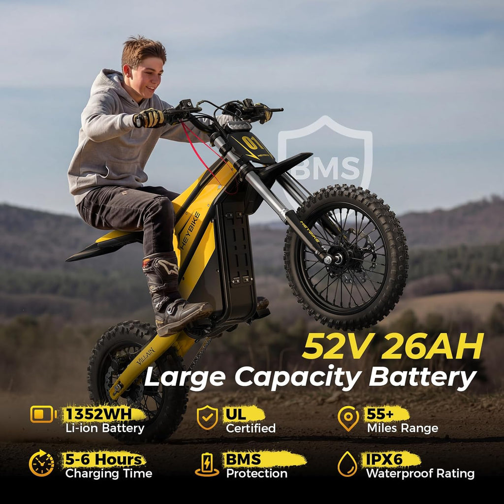 Electric Dirt Bike, 4160W E Dirt Bike with 52V