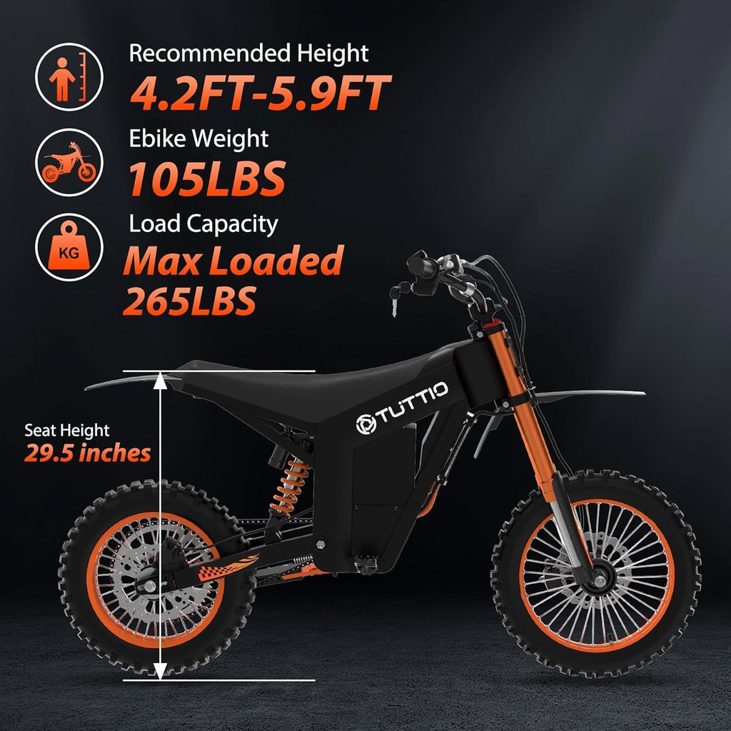 Electric Dirt Bike for Adults, 3000W Mid-Drive E-Motorcycle 48V
