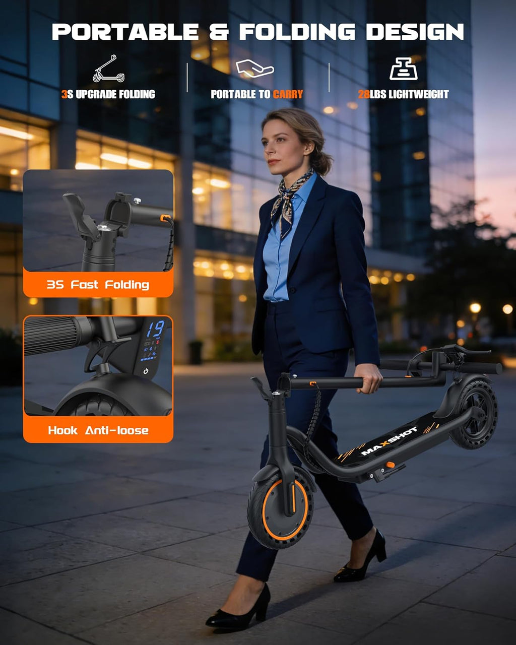Electric Scooter, 350W/500W Powerful Motor, 19-22 MPH Max Speed