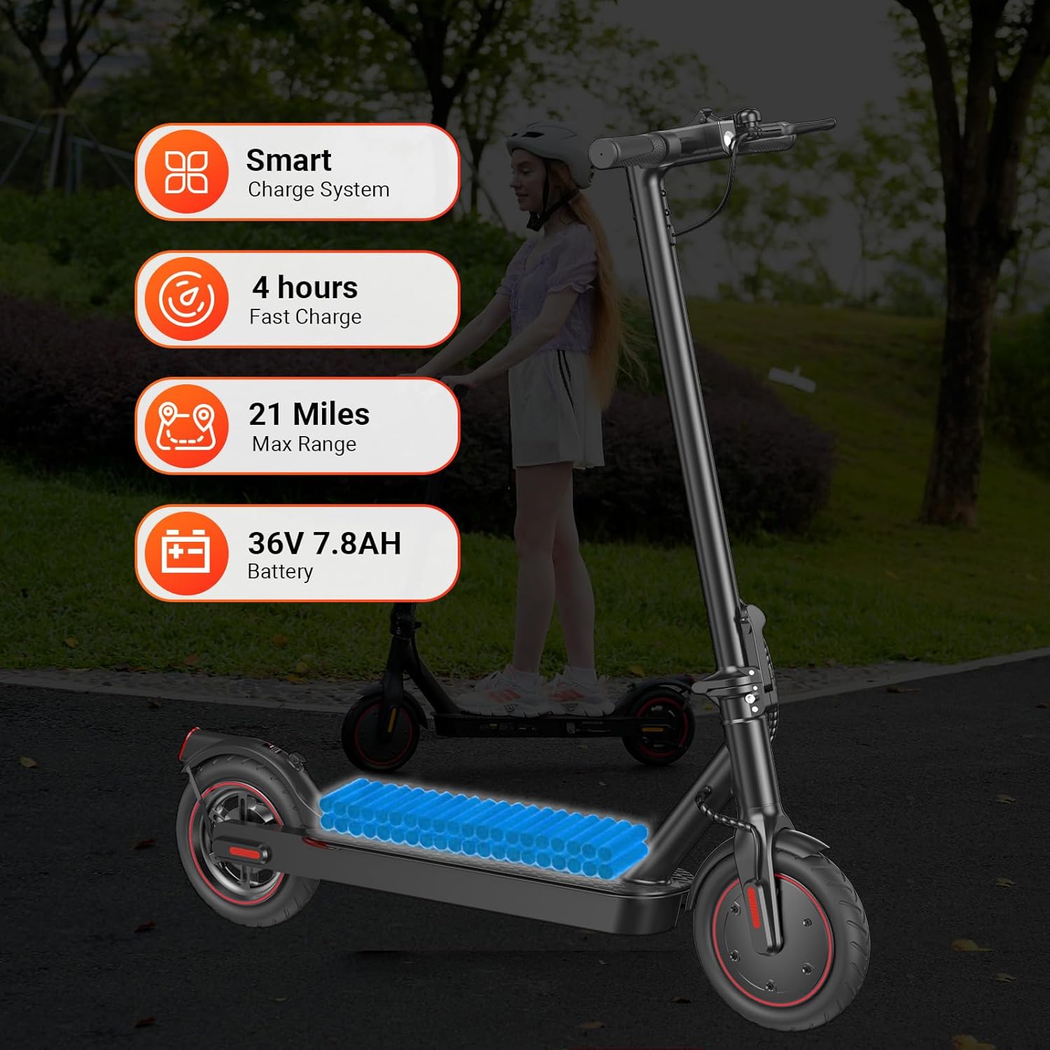 Electric Scooter, 1000W/500W Powerful Motor, 28/21 Mile Range, 25/21/18 MPH