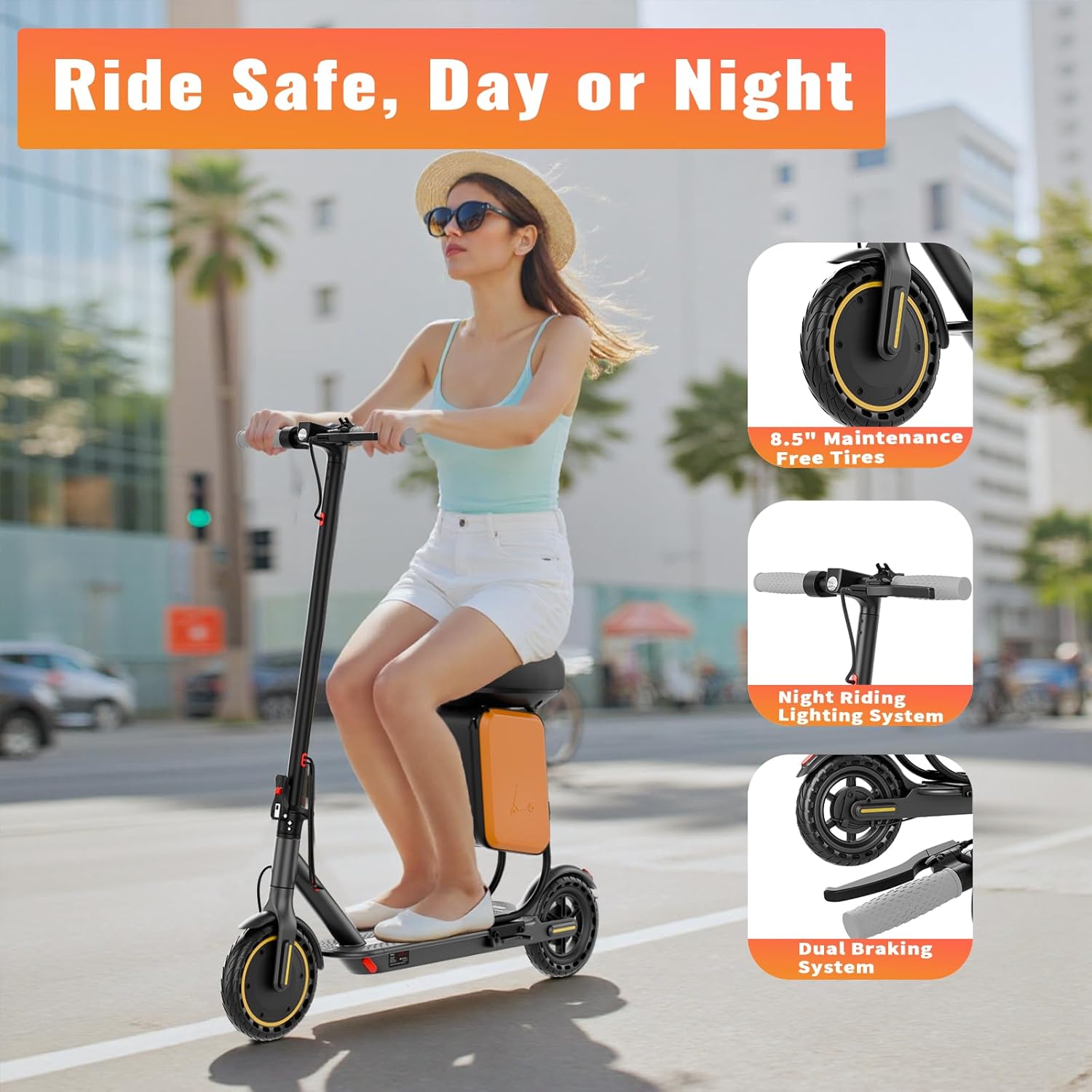 Electric Scooter for Adults, 350W/500W Motor, Up to 22 Miles Long