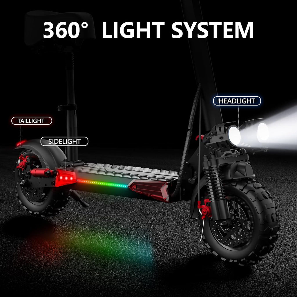 Electric Scooter Adults, 37 Miles Long Range, 34 Mph Max Speed, 11" Off-Road Tires,48V