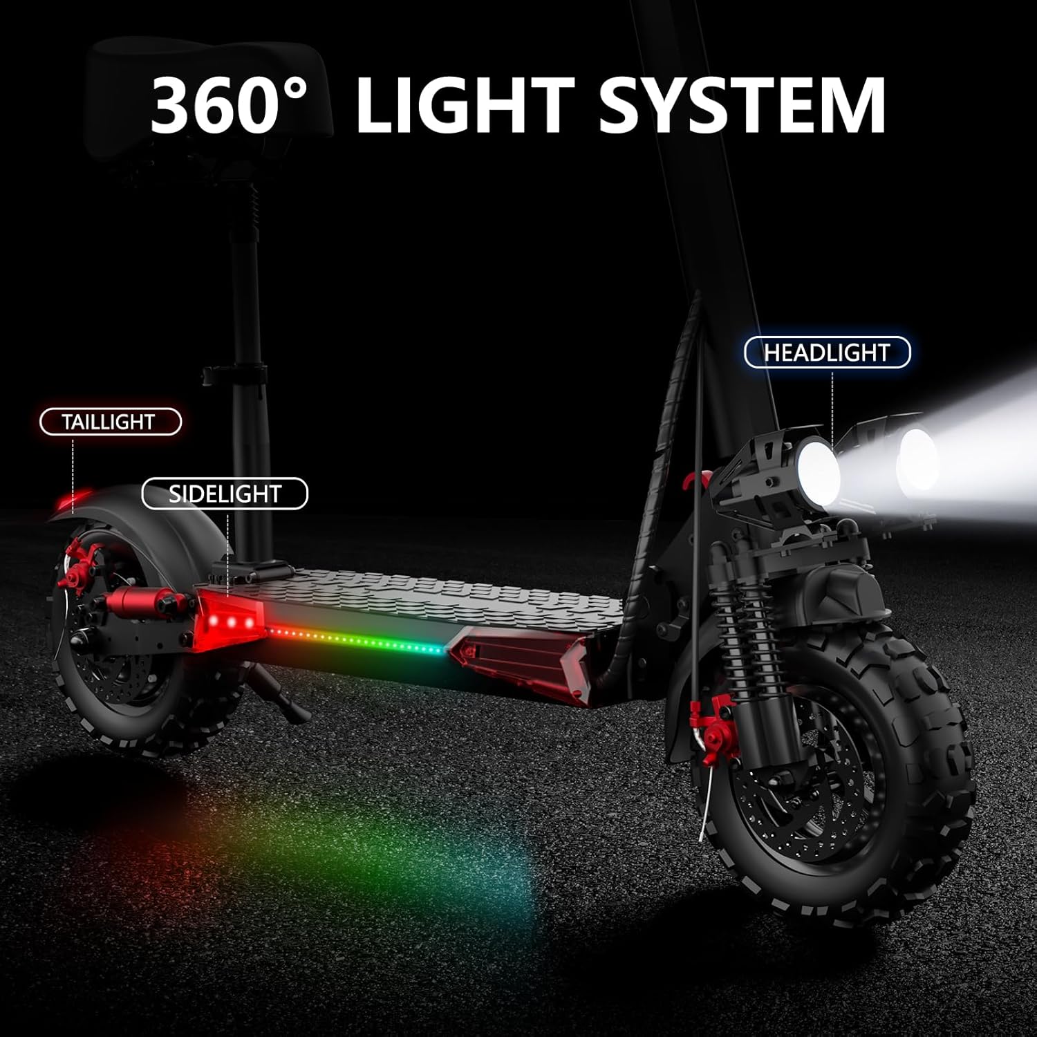 Electric Scooter Adults, 37 Miles Long Range, 34 Mph Max Speed, 11" Off-Road Tires,48V
