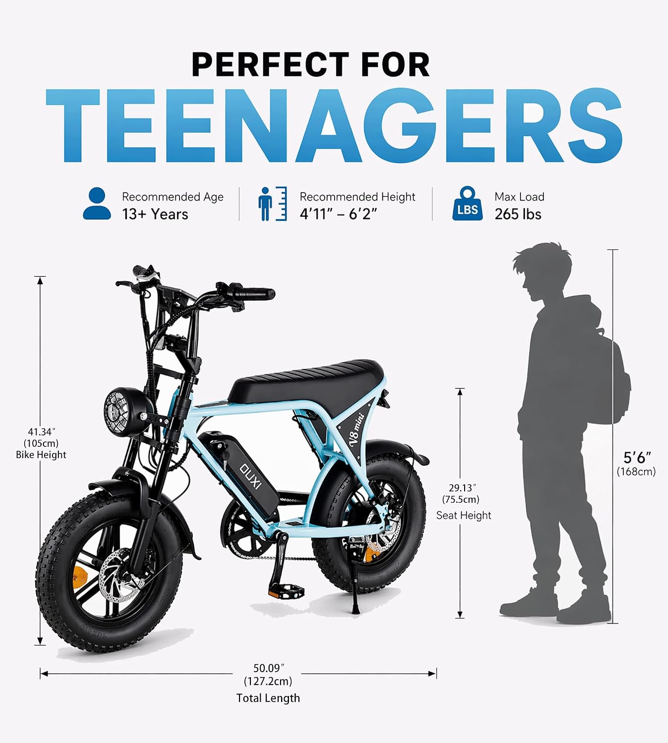Electric Bike for Adults/Teens, 16"/20" Fat Tire E Dirt Bike with 36V/48V