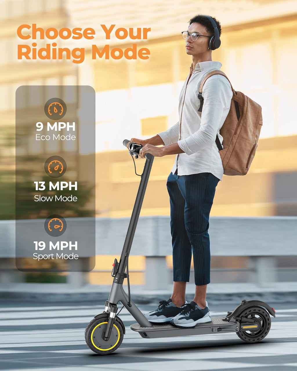Electric Scooter for Adults，Top Speed 19/22 MPH，Range 19/22/28 Miles，8.5”/10