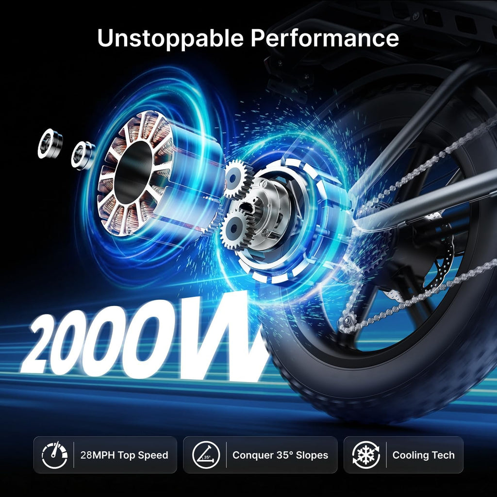 Electric Bike for Adults,2000W Peak Motor&28MPH Electric Dirt Bike