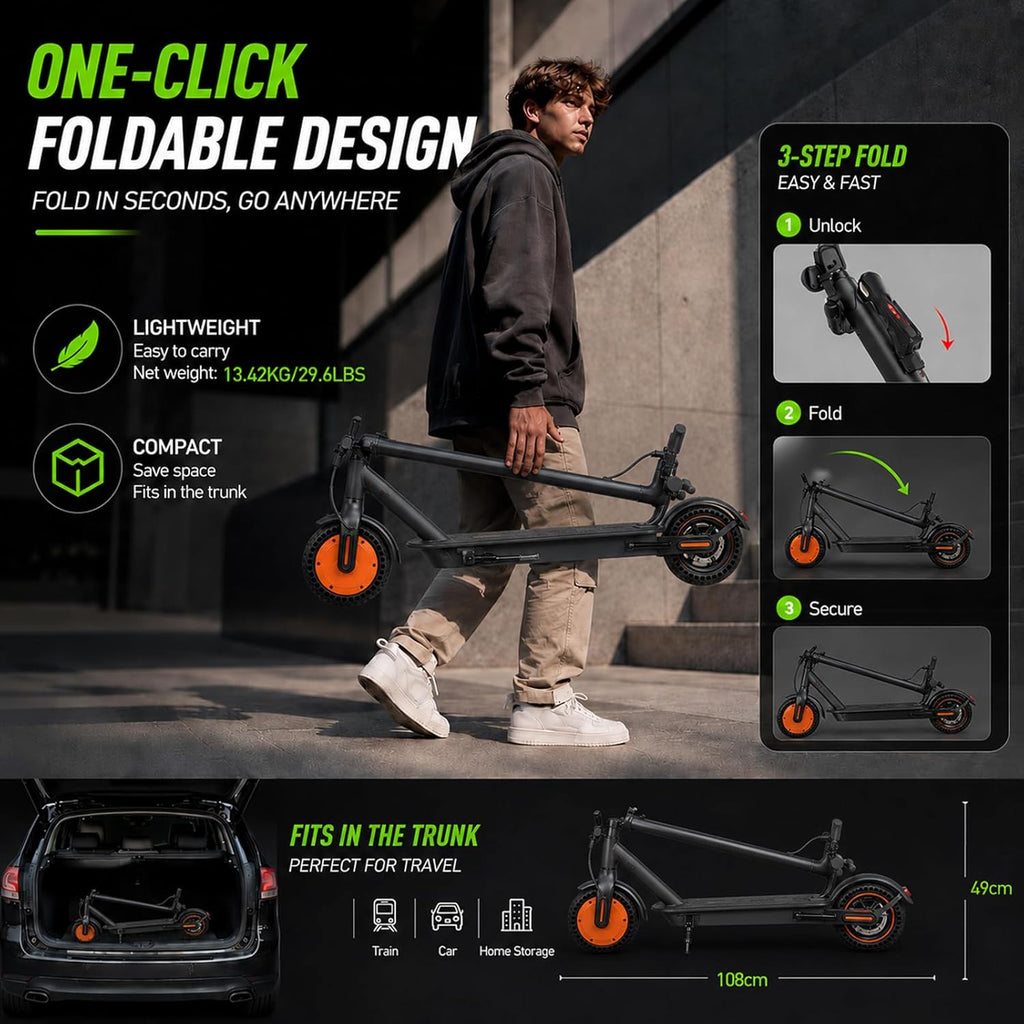 Electric Scooter for Adults, 500W Peak Motor, 12 Miles Long Range, 16 MPH Fast Speed, 8.5