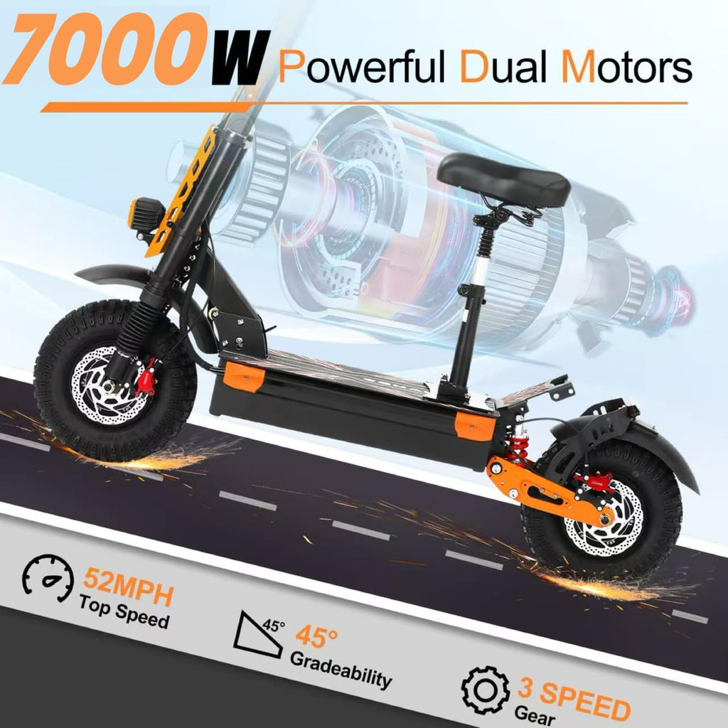 Electric Scooter for Adults 7000W Power Dual Motors Top Speed 55MPH 60V 33Ah