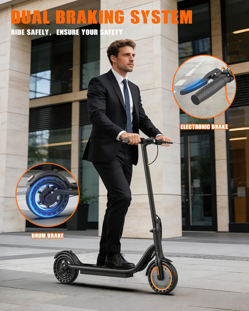 Electric Scooter, 350W/500W Powerful Motor, 19-22 MPH Max Speed