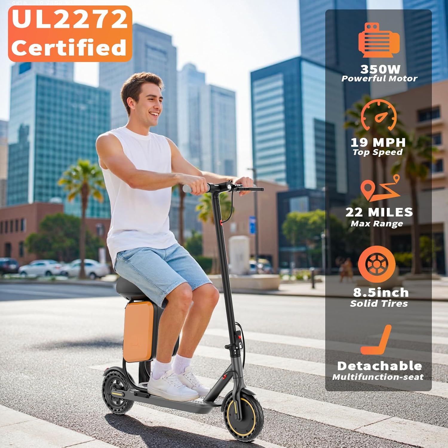 Electric Scooter for Adults, 350W/500W Motor, Up to 22 Miles Long