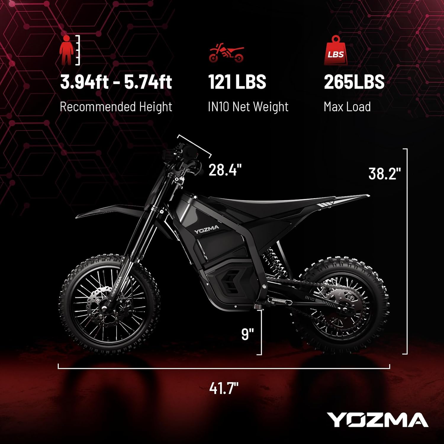 IN10 Electric Dirt Bike, 2600W 40MPH Electric-Motorcycle