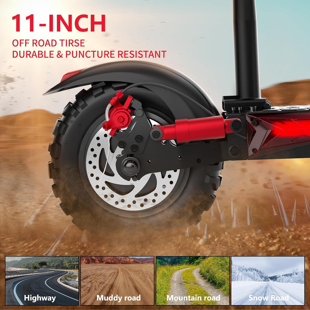 Electric Scooter Adults, 37 Miles Long Range, 34 Mph Max Speed, 11" Off-Road Tires,48V