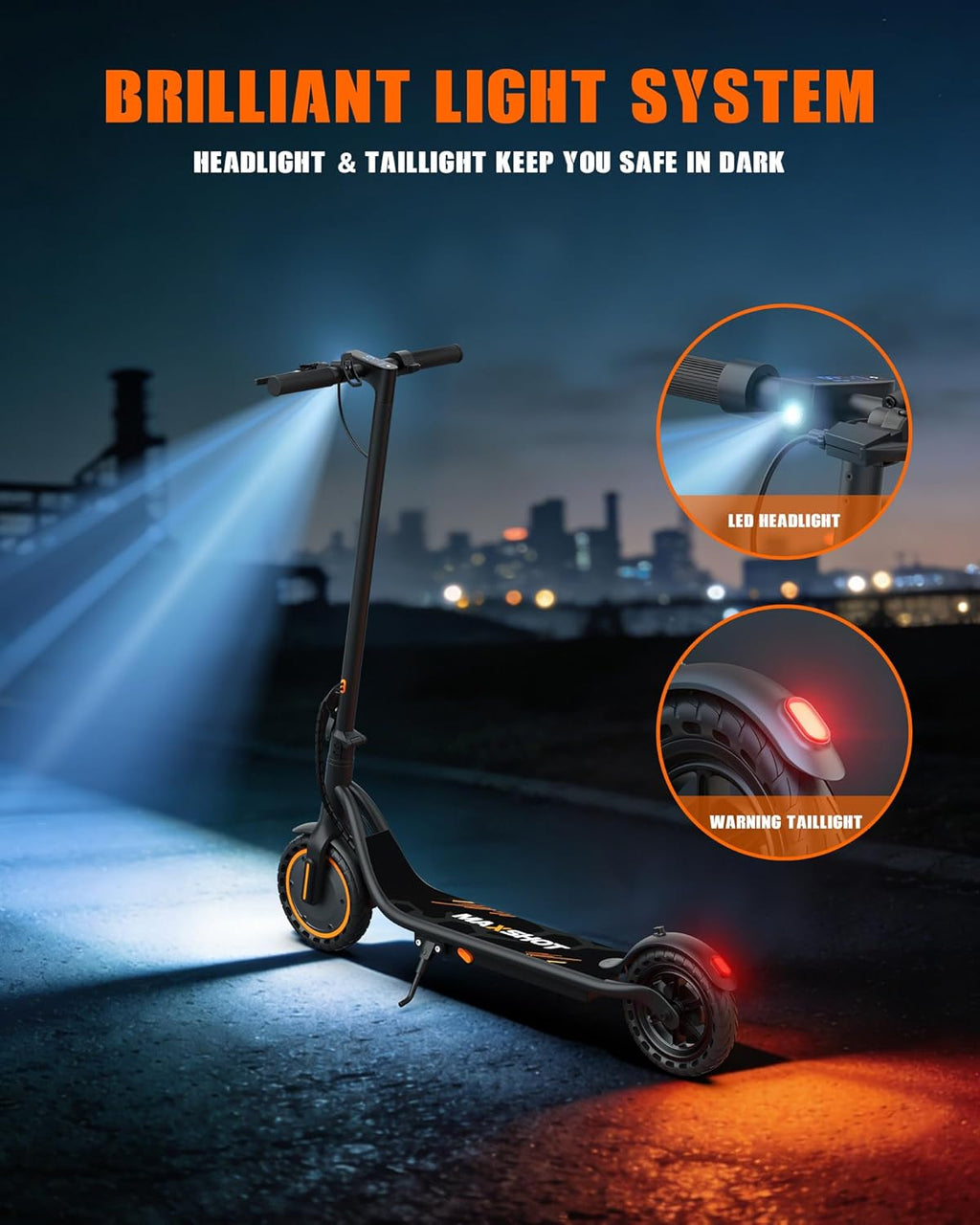 Electric Scooter, 350W/500W Powerful Motor, 19-22 MPH Max Speed