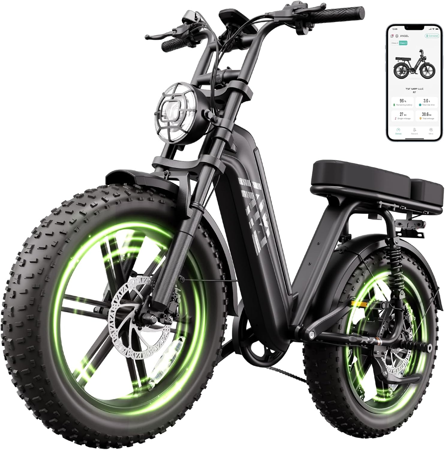 Electric Bike for Adults 1500W Peak 20" Fat Tire All-Terrain E-Bike 60/110 Miles Electric Dirt Bike