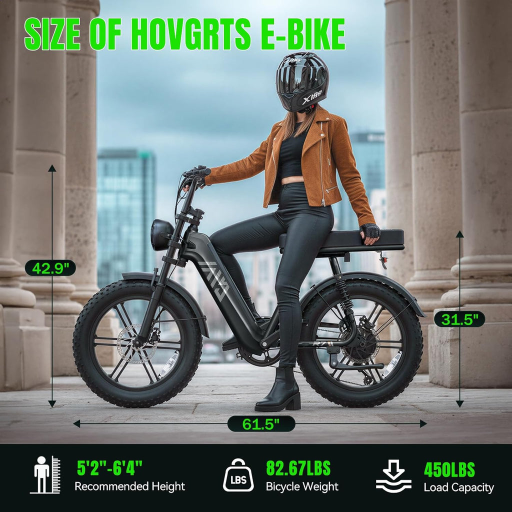 Electric Bike for Adults 1500W Peak 20" Fat Tire All-Terrain E-Bike 60/110 Miles Electric Dirt Bike