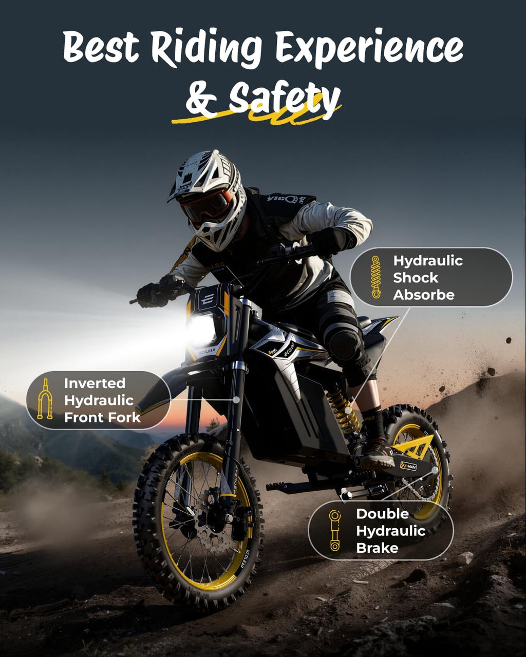 3500W Peak Electric Dirt Bike for Teens & Adults, 37MPH Electric Off-Road E-Bike with 48V 21Ah