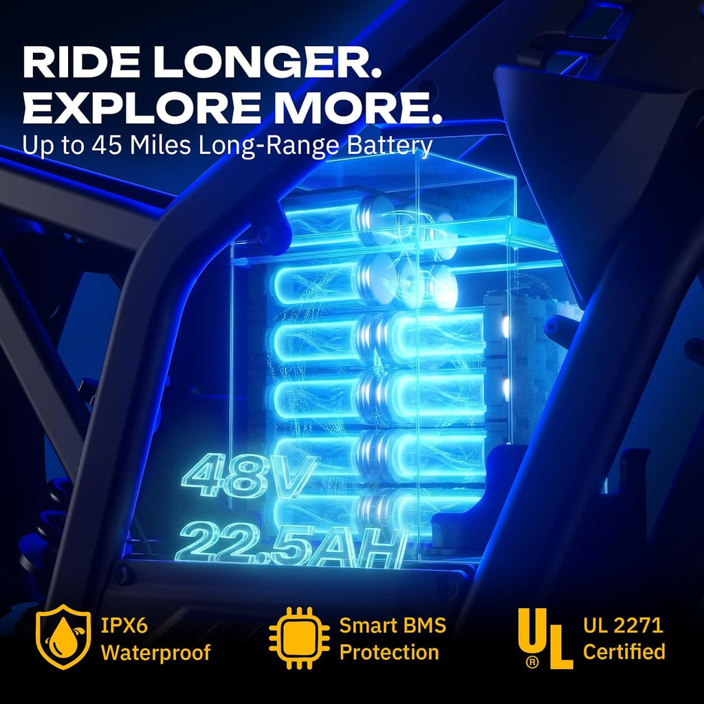 Electric Dirt Bike for Teens & Adults (13+), Up to 37 MPH, 45 Miles Range