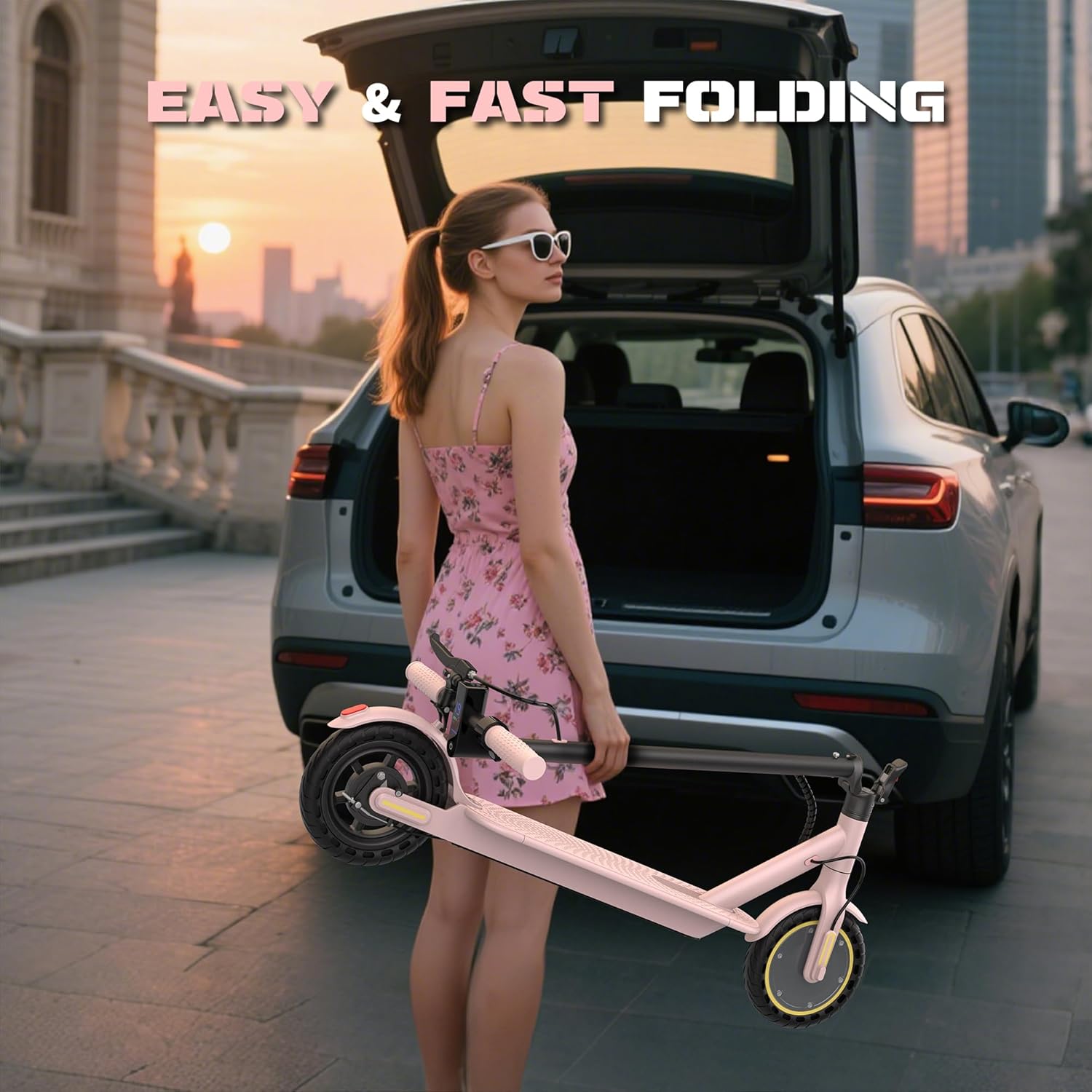 Electric Scooter, 500/350W Motor & 10"/8.5" Solid Tires, Up to 22/19 MPH & 25/15 Miles