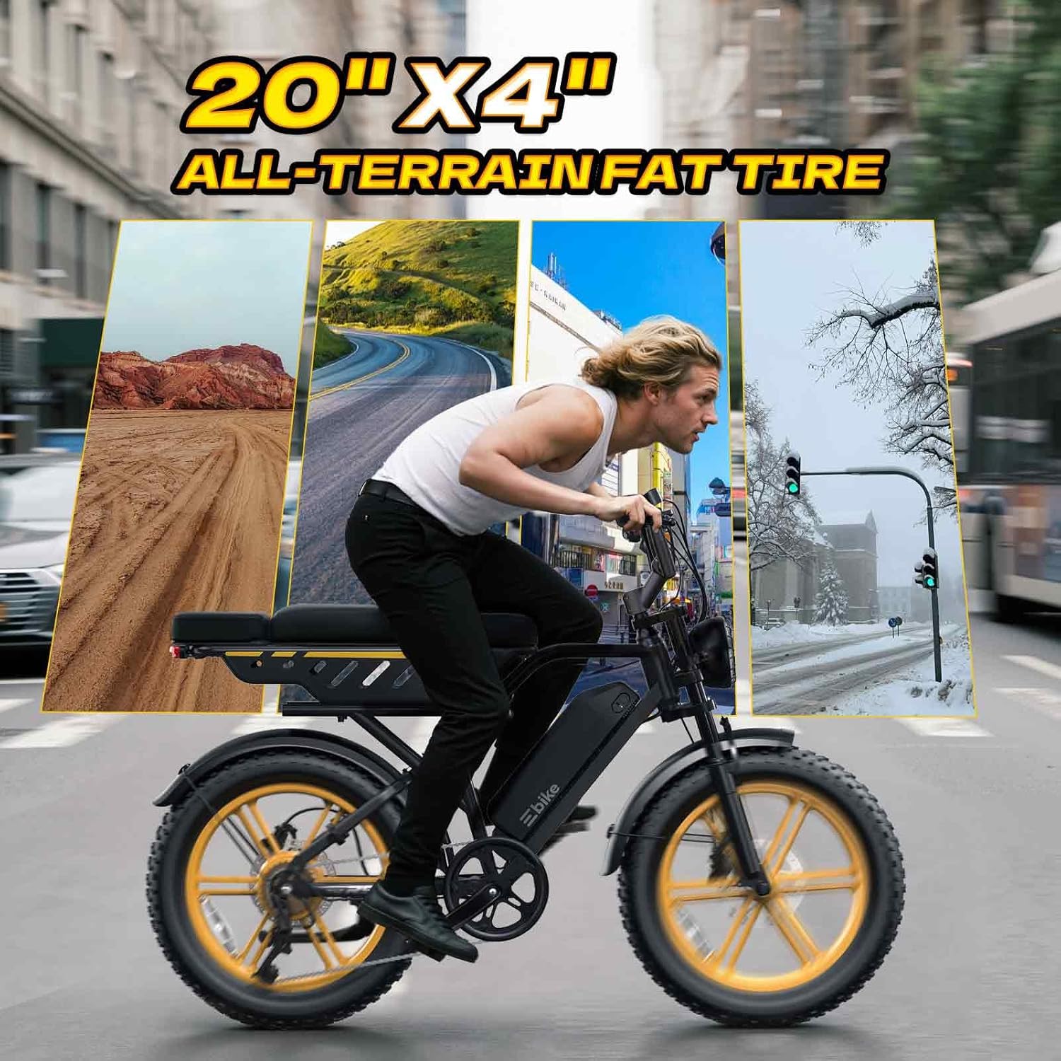 Electric Bike for Adults, 1500W Peak Motor 60 Miles Fat Tire Ebike