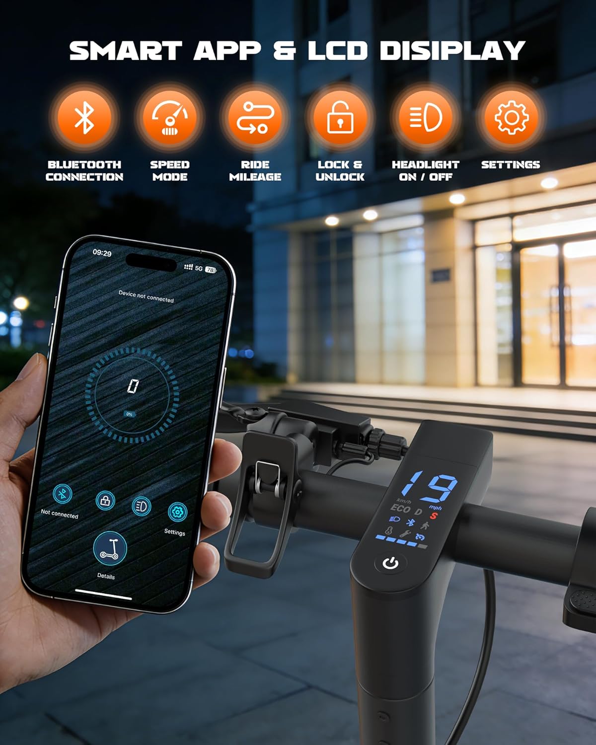 Electric Scooter, 350W/500W Powerful Motor, 19-22 MPH Max Speed