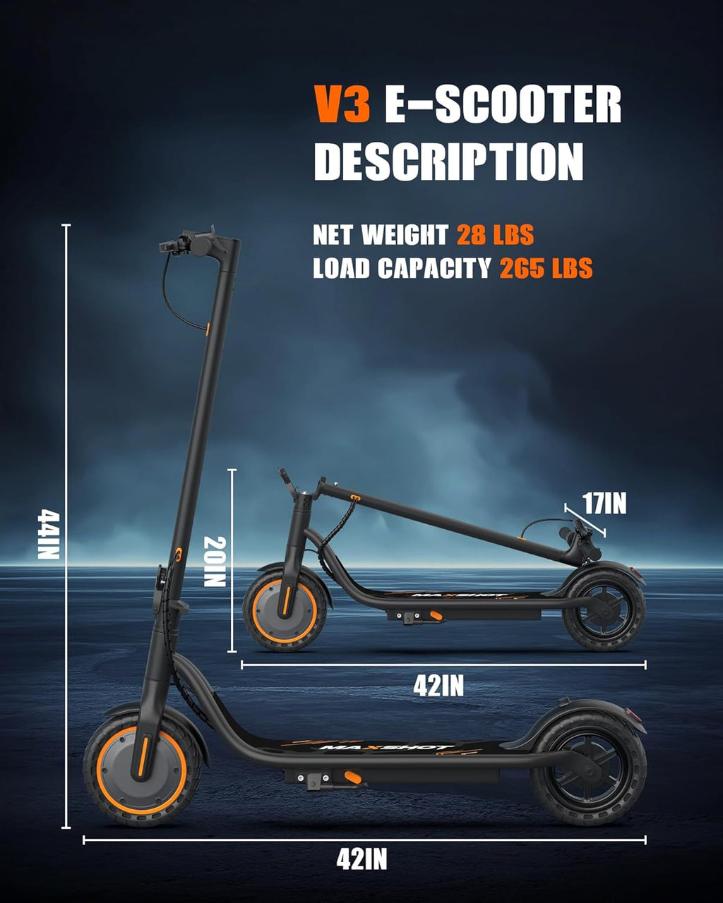 Electric Scooter, 350W/500W Powerful Motor, 19-22 MPH Max Speed