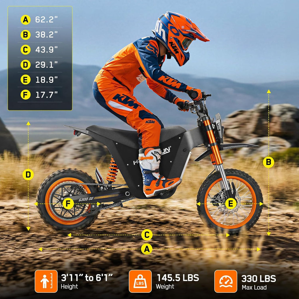 G300 SE 4500W Peak Electric Dirt Bike for Adults and Teens, 48V 26Ah