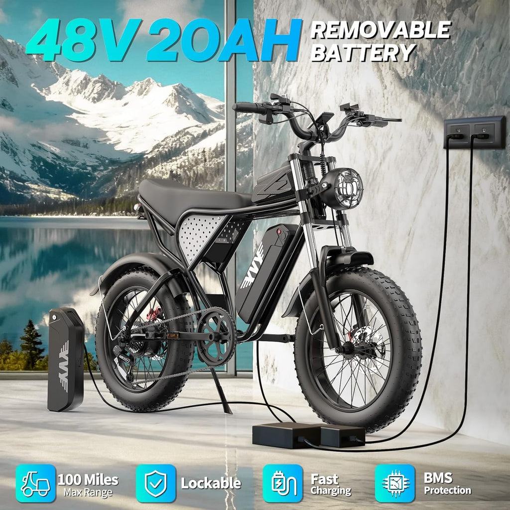 Adult Mountain Bike, 20-inch Wide-tire All-Terrain e-Bike Equipped