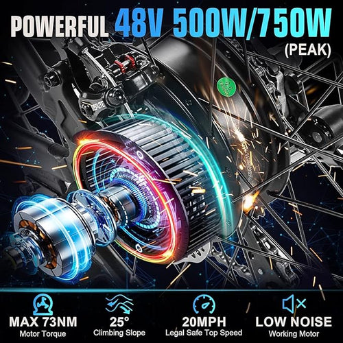 26/27.5 '' Electric Bike for Adults, Peak 500W/750W E bike, 3 Hours Fast Charge