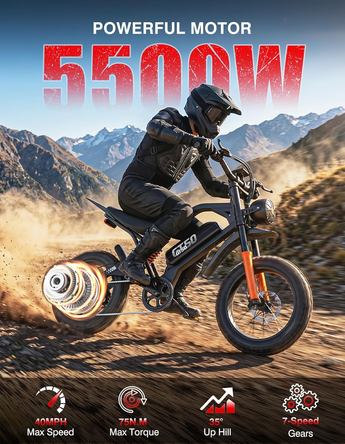 Electric Dirt Bike, 5500W Peak Electric Motorcycle