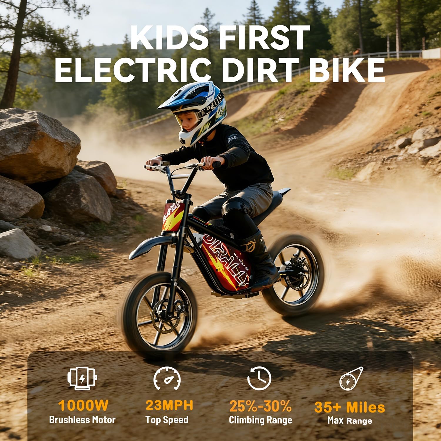 Electric Dirt Bike for Kids - Up to 23Mph & 35 Miles Long-Range