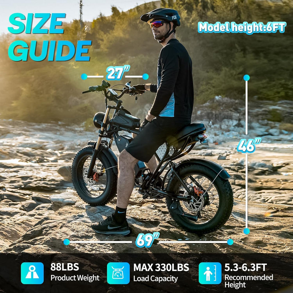 Adult Mountain Bike, 20-inch Wide-tire All-Terrain e-Bike Equipped